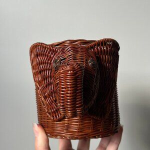 Vintage Elephant Mini Wicker Basket